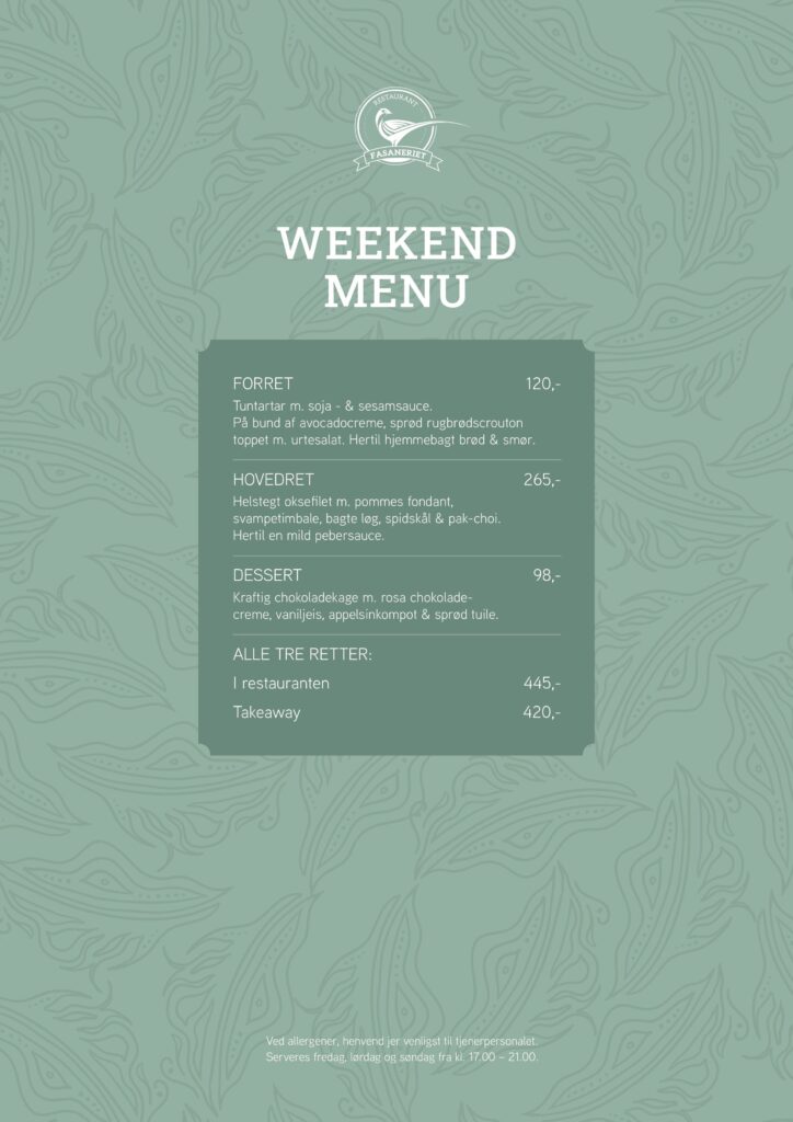 WEEKEND MENU