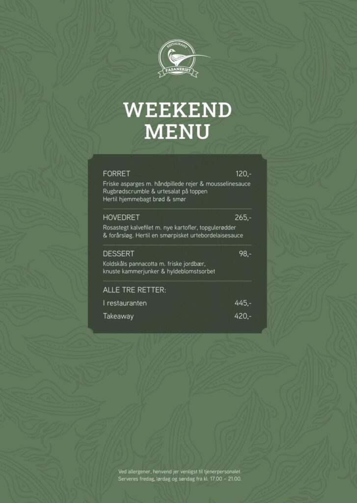 WEEKEND MENU