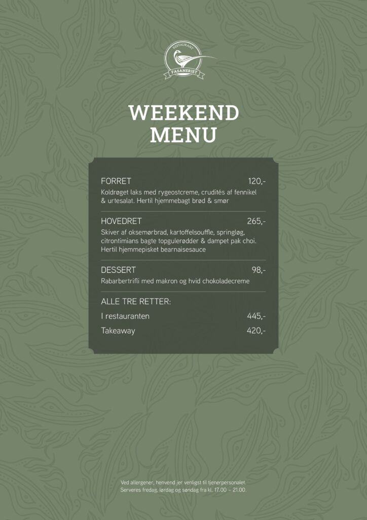 WEEKEND MENU